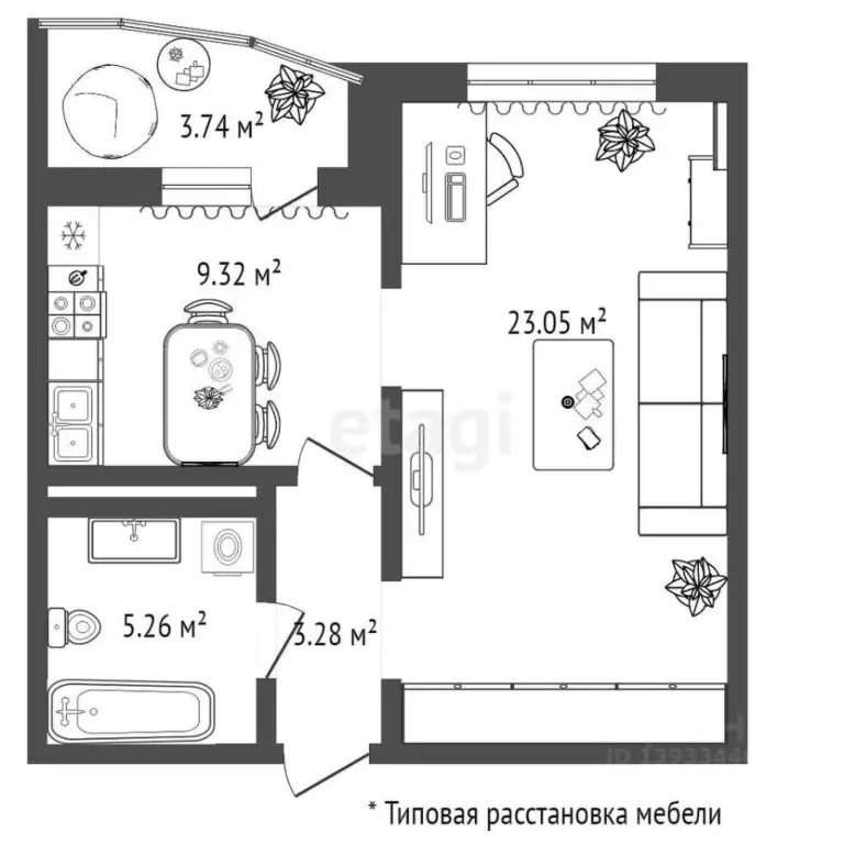 1-к кв. Тюменская область, Тюмень ул. Валентины Трофимовой, 13 (40.8 ... - Фото 2