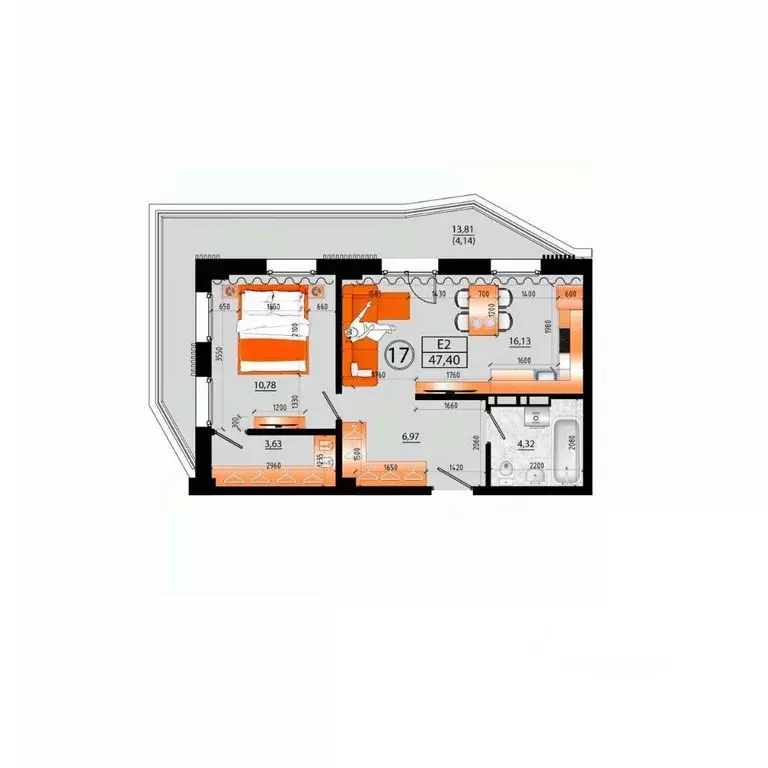 3-к кв. Приморский край, Владивосток Санрайс жилой комплекс (43.26 м) - Фото 2