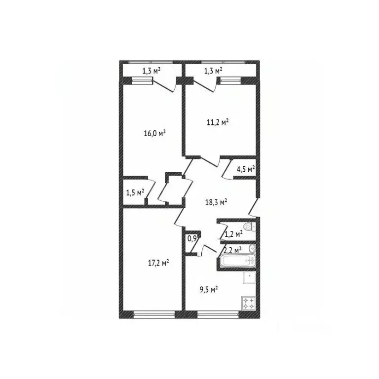 3-к кв. Брянская область, Брянск ул. Медведева, 73 (72.7 м) - Фото 2
