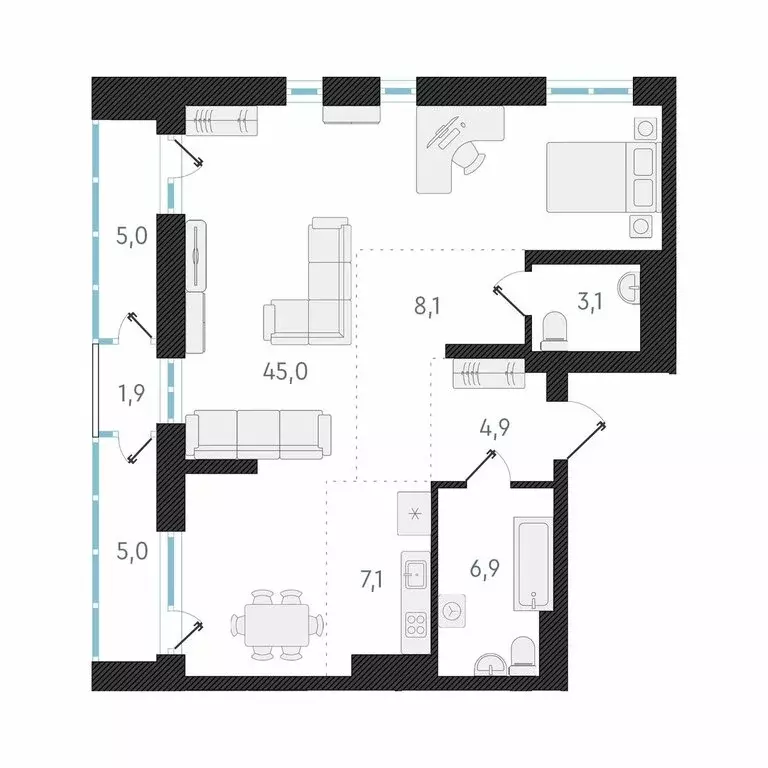 Квартира-студия: Новосибирск, улица Аэропорт, 49/2 (87 м) - Фото 1