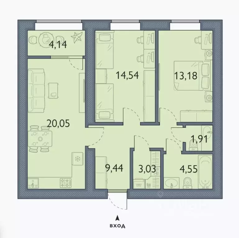 2-к кв. Брянская область, Брянский район, пос. Мичуринский, ... - Фото 0