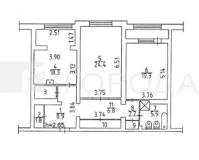 2-к кв. Кемеровская область, Новокузнецк ул. Кирова, 109 (103.5 м) - Фото 1