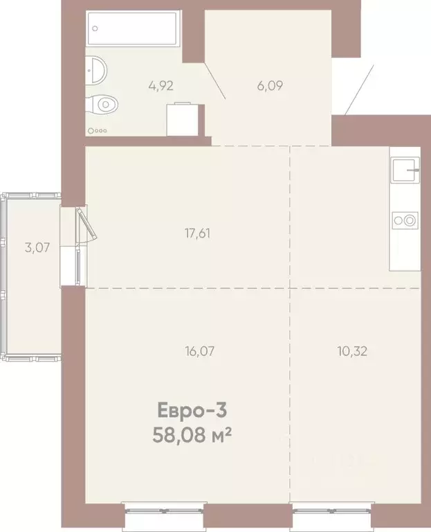 2-к кв. Иркутская область, Иркутск Советская ул., 109/3 (58.08 м) - Фото 0