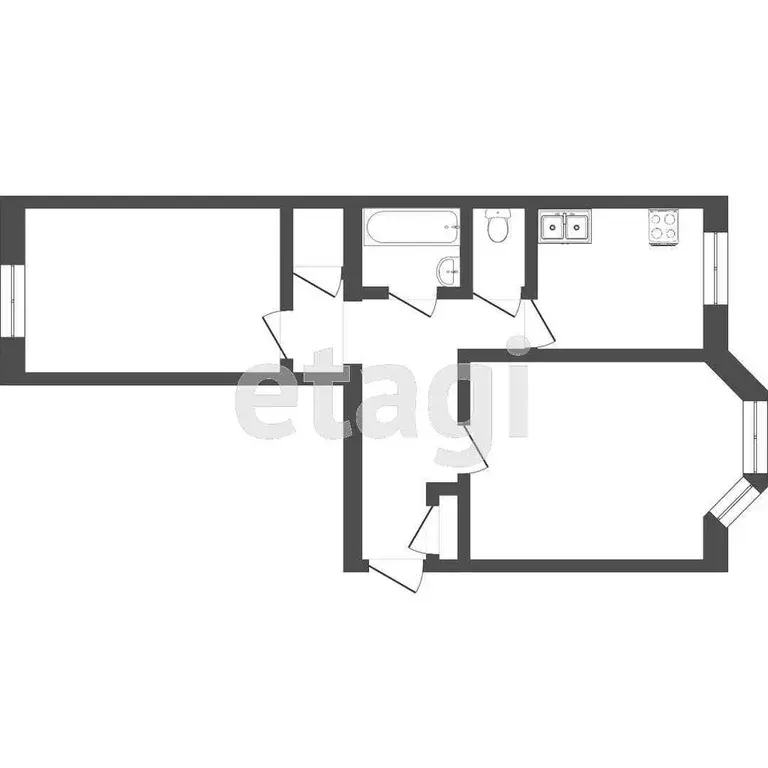 Квартира, 2 комнаты, 56.8 м - Фото 0