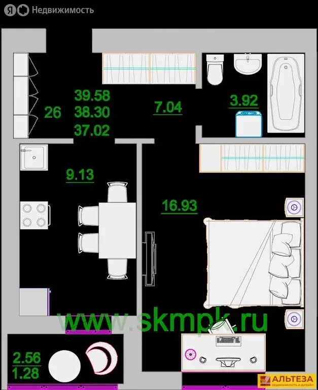 1-комнатная квартира: Зеленоградск, улица Тургенева, 16Ак2 (38.6 м) - Фото 0