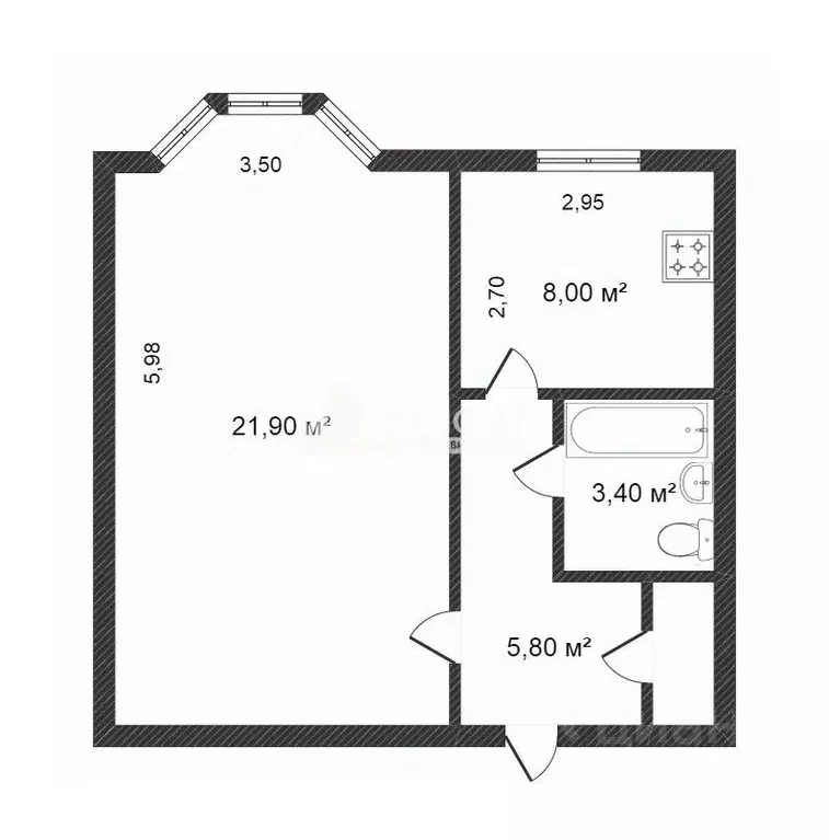 1-к кв. Ямало-Ненецкий АО, Новый Уренгой ул. 26-го съезда КПСС, 8 ... - Фото 2