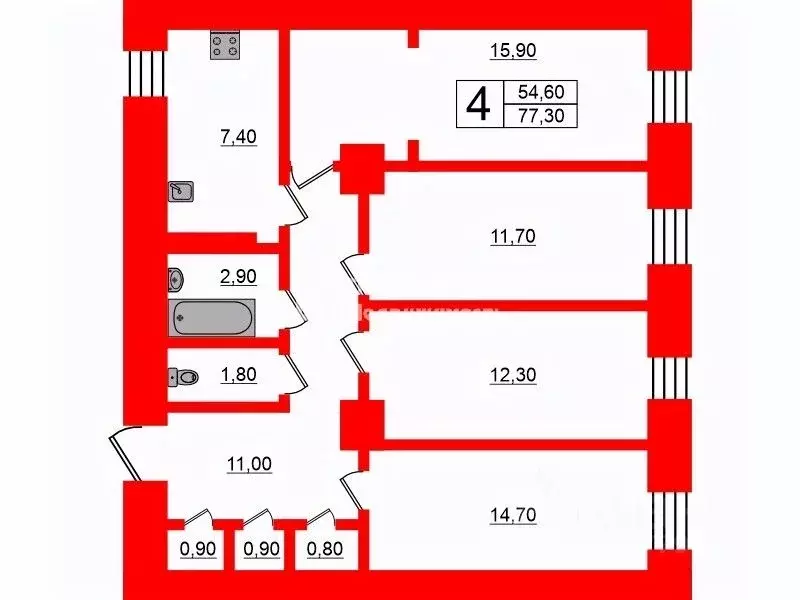 4-к кв. Санкт-Петербург 11-я Красноармейская ул., 12 (77.3 м) - Фото 1