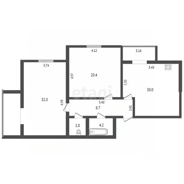 2-к кв. Карачаево-Черкесия, Черкесск ул. Космонавтов, 29В (97.1 м) - Фото 1