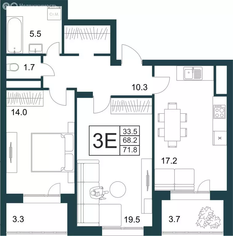 2-комнатная квартира: Липецк, Минская улица, 4Вк2 (71.8 м) - Фото 1