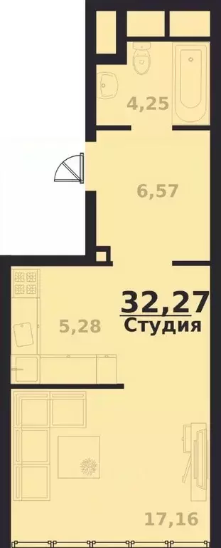 1-к кв. Ульяновская область, Ульяновск просп. Генерала Тюленева, 32к2 ... - Фото 0