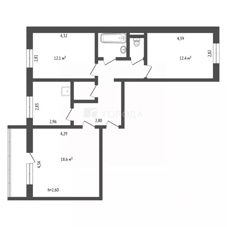 3-к кв. Кемеровская область, Новокузнецк просп. Советской Армии, 56 ... - Фото 2