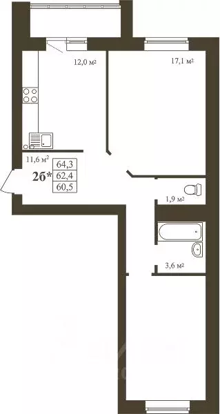 2-к кв. Тамбовская область, Тамбов Телецентр мкр,  (64.3 м) - Фото 1