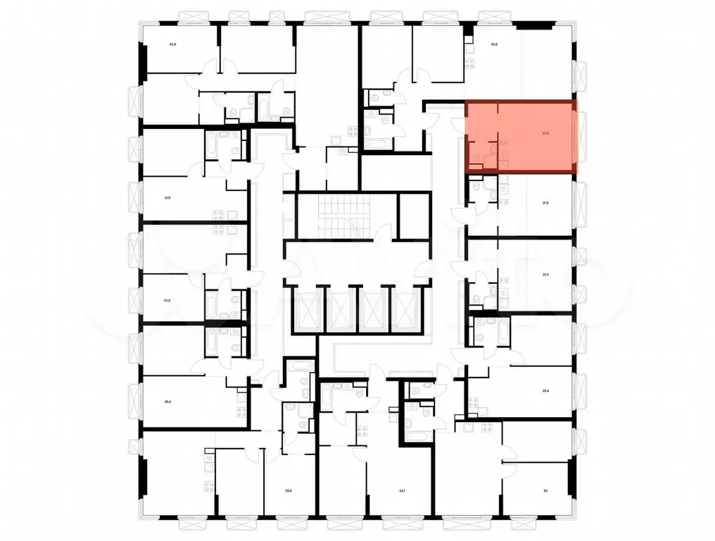 Квартира-студия, 23,5 м, 21/26 эт. - Фото 1