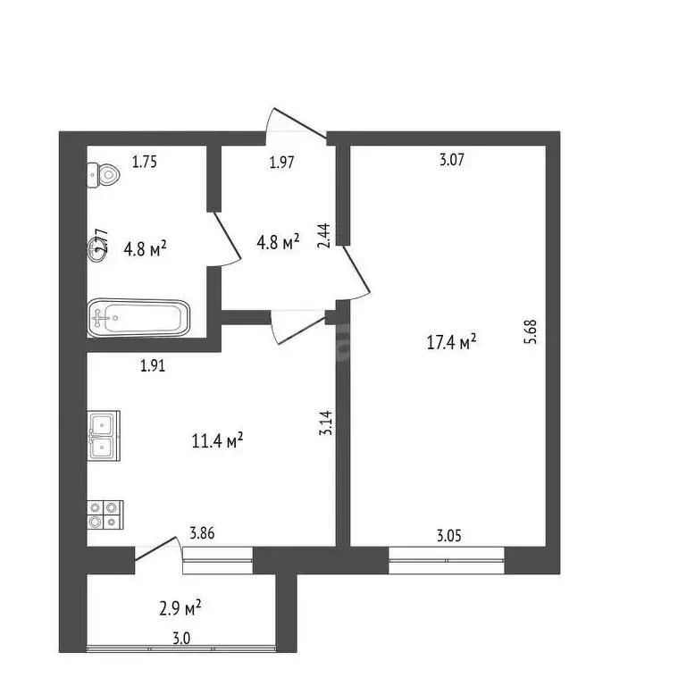1-комнатная квартира: Стерлитамак, проспект Октября, 95 (38.4 м) - Фото 1