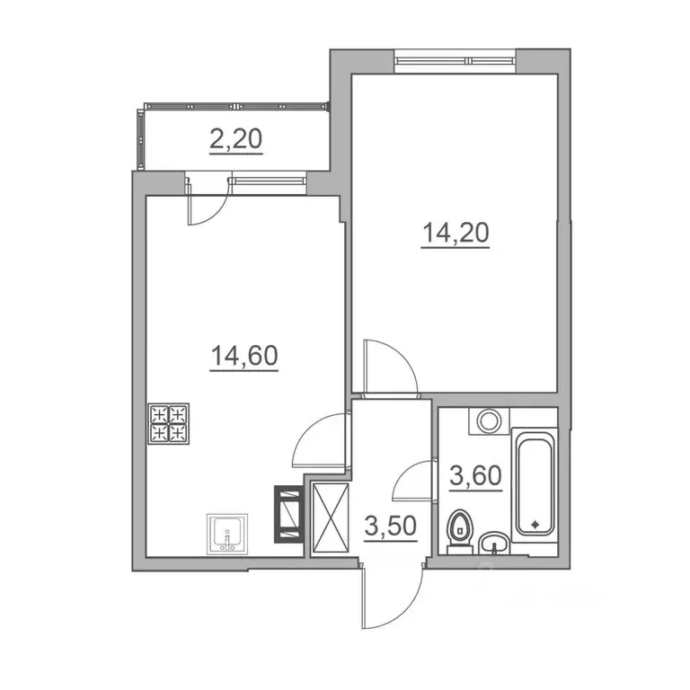 2-к кв. Ленинградская область, Всеволожск ул. Взлетная, 14 (38.1 м) - Фото 0