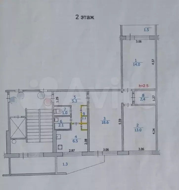 3-к. квартира, 64 м, 2/9 эт. - Фото 0