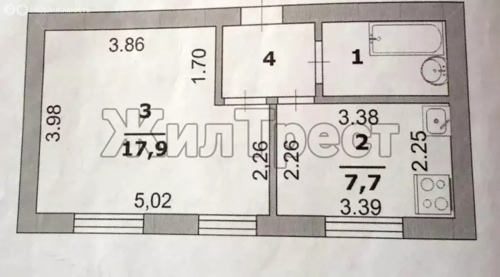 1-комнатная квартира: Белгород, улица Виктора Лосева, 1 (32.9 м) - Фото 1