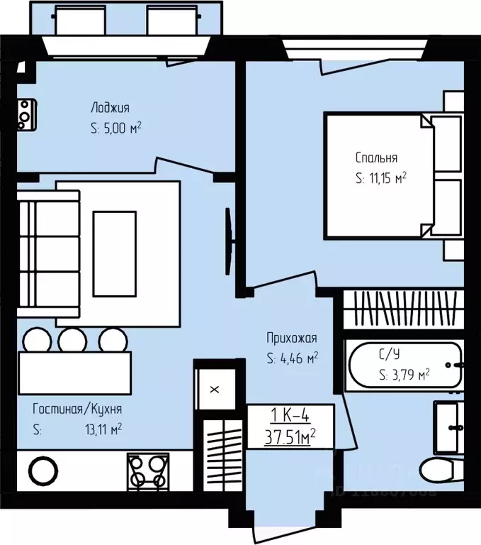 1-к кв. Дагестан, Дербент Камеллия жилой комплекс (37.51 м) - Фото 1