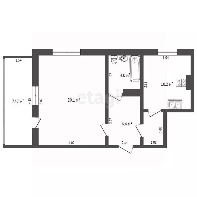 1-к кв. Севастополь ул. Комбрига Потапова, 21 (41.0 м) - Фото 2