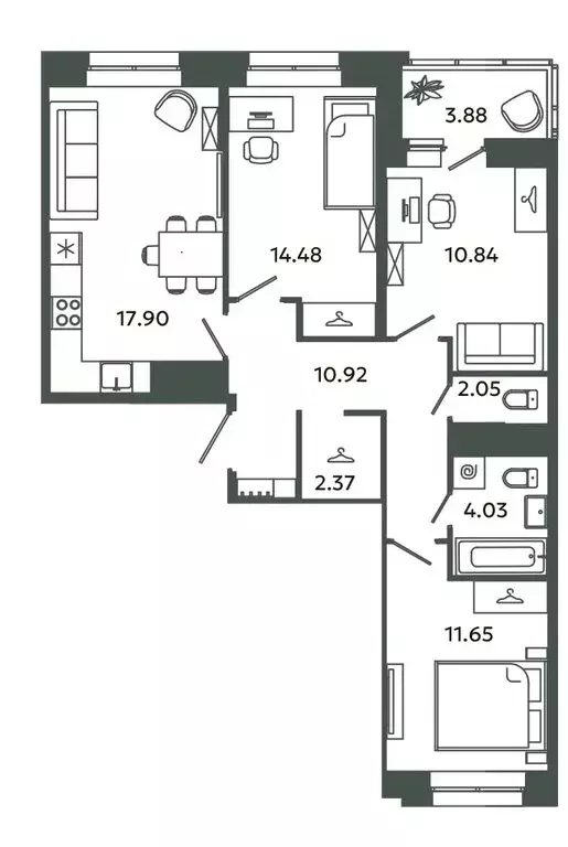 3-комнатная квартира: городской посёлок Новоселье, Аннинская улица, 4 ... - Фото 1