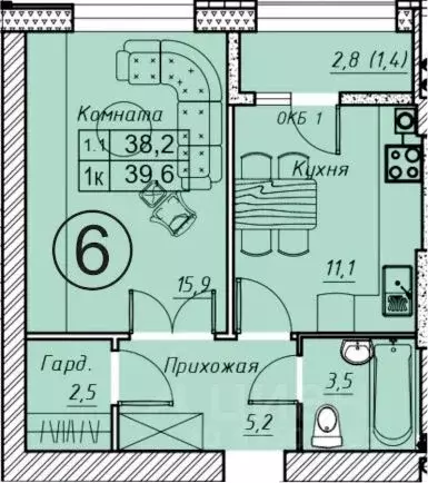 1-к кв. Ростовская область, Батайск ул. Олимпийское кольцо, 36к16 ... - Фото 0