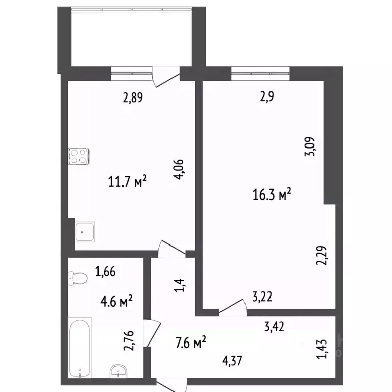 1-к кв. Ямало-Ненецкий АО, Новый Уренгой Энтузиастов мкр, 3 (39.8 м) - Фото 1