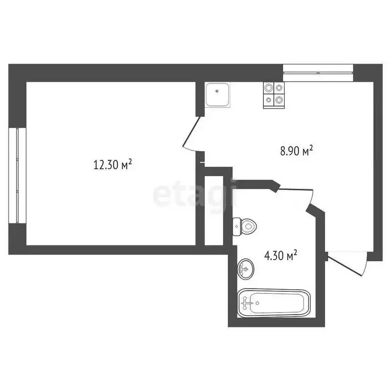 Квартира-студия: Тюмень, Тальниковая улица, 9 (25.5 м) - Фото 1