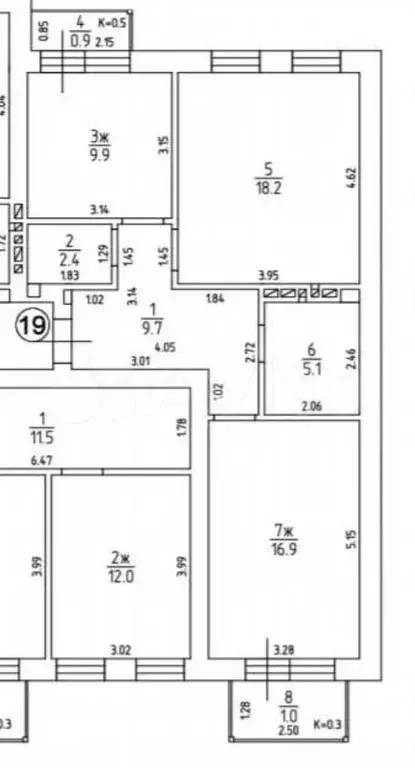 2-к. квартира, 84 м, 4/4 эт. - Фото 1