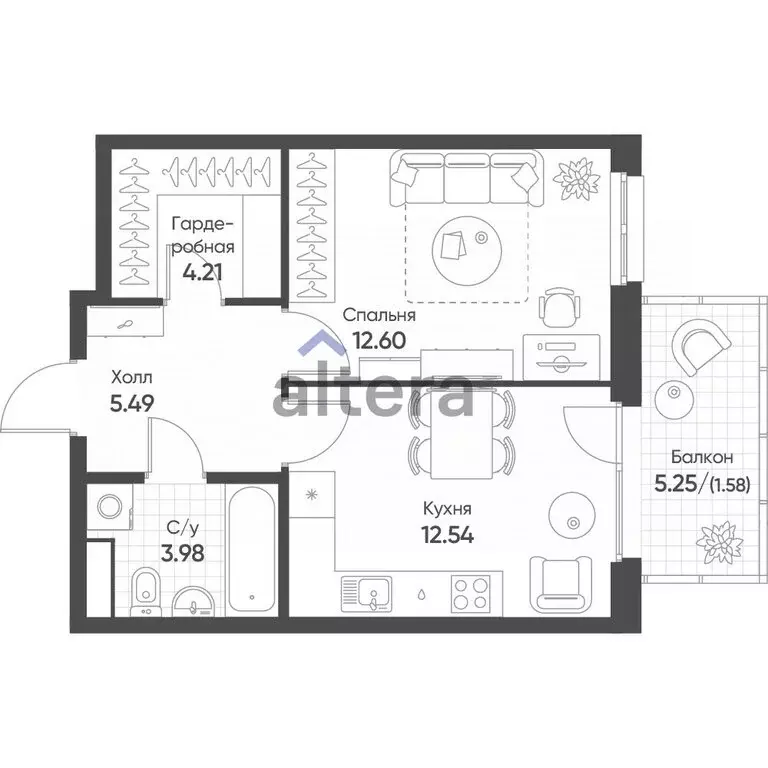 1-комнатная квартира: Казань, улица Шаляпина, 26 (40.69 м) - Фото 0