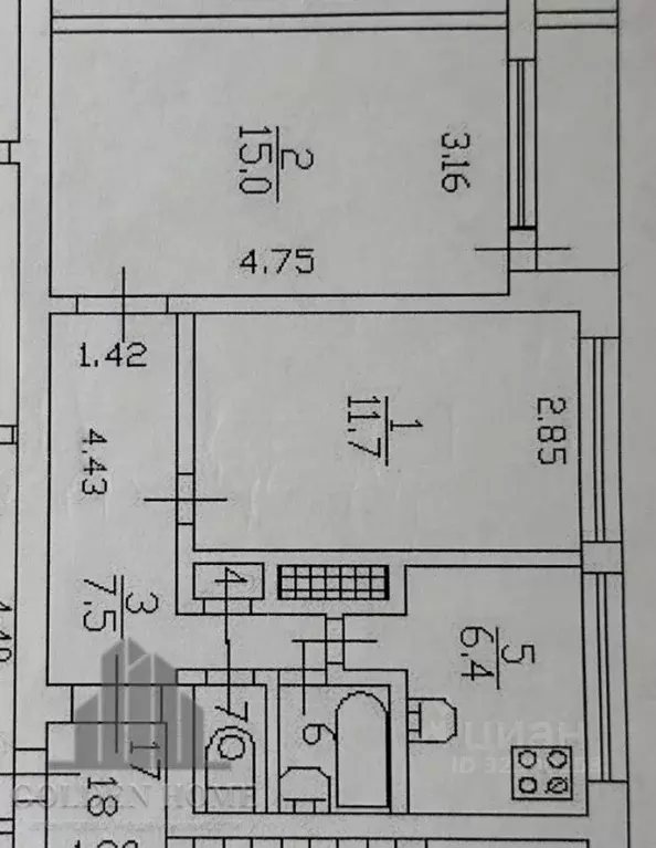 2-к кв. Санкт-Петербург ул. Генерала Симоняка, 23 (45.0 м) - Фото 1