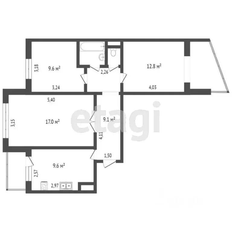 3-к кв. Крым, Симферополь ул. Баррикадная (62.0 м) - Фото 2