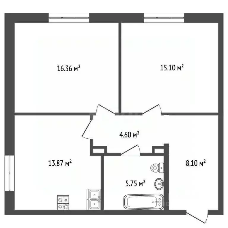 2-к кв. Башкортостан, Стерлитамак просп. Октября, 38 (63.0 м) - Фото 1
