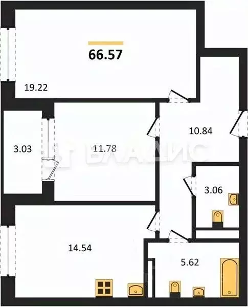 2-к кв. Воронежская область, Воронеж ул. Ломоносова, 116В (66.57 м) - Фото 1
