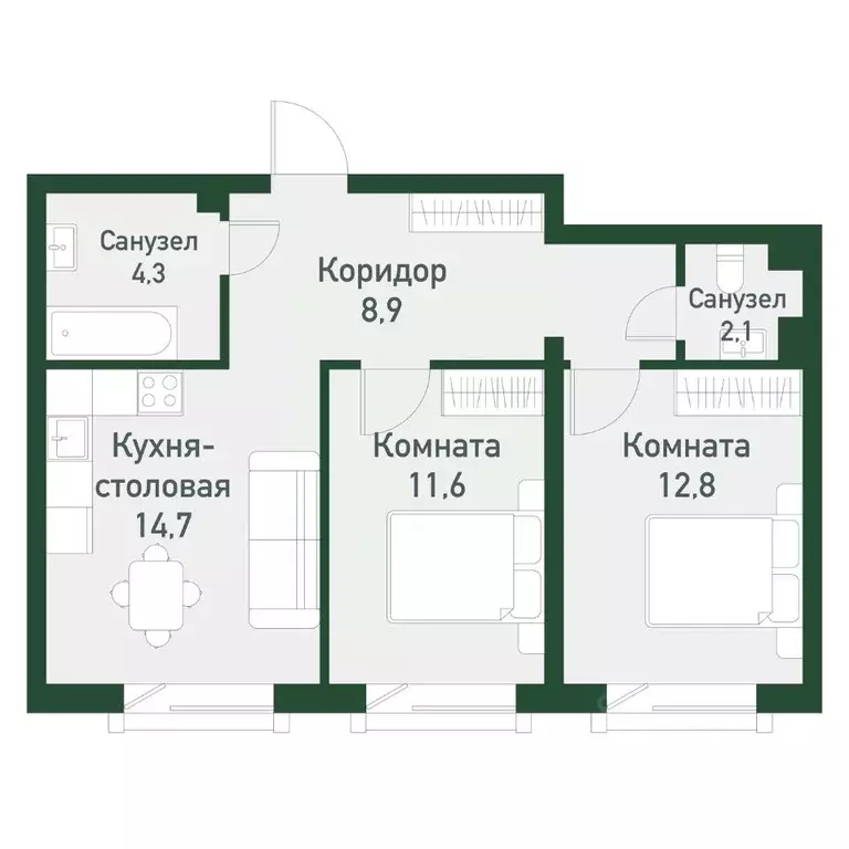 2-к кв. Челябинская область, Челябинский городской округ, пос. ... - Фото 0