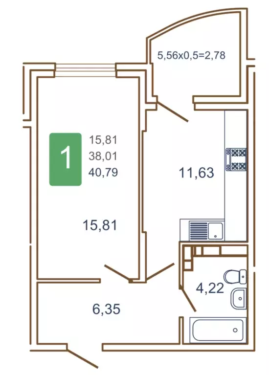 Продаётся 1-к квартира, 43.35 м - Фото 0