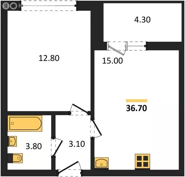 1-комнатная квартира: Воронеж, проспект Труда, 93к4 (36.7 м) - Фото 1
