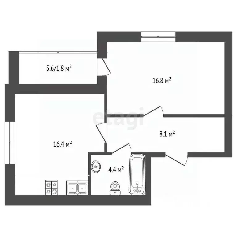 1-к кв. Забайкальский край, Чита Новобульварная ул., 40 (48.4 м) - Фото 2