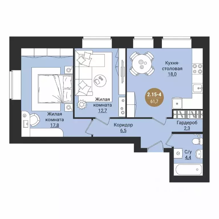 2-к кв. Вологодская область, Вологда Старое ш. (61.7 м) - Фото 1