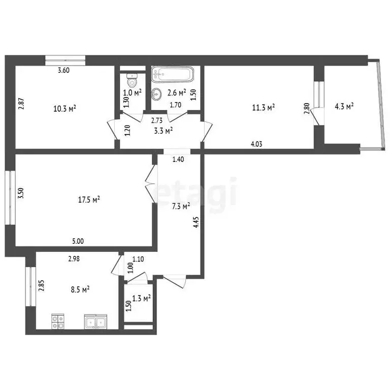 3-комнатная квартира: Самара, Запорожская улица, 31 (65 м) - Фото 1