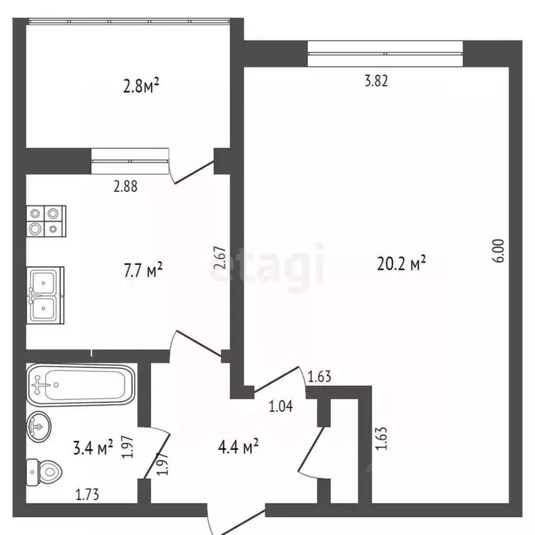 1-к кв. Самарская область, Самара Запорожская ул., 17 (38.4 м) - Фото 2