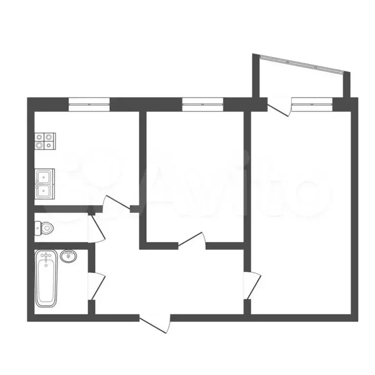 2-к. квартира, 51 м, 2/5 эт. - Фото 0