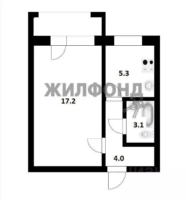 1-к кв. Новосибирская область, Новосибирск ул. Ольги Жилиной, 31 (30.0 ... - Фото 0