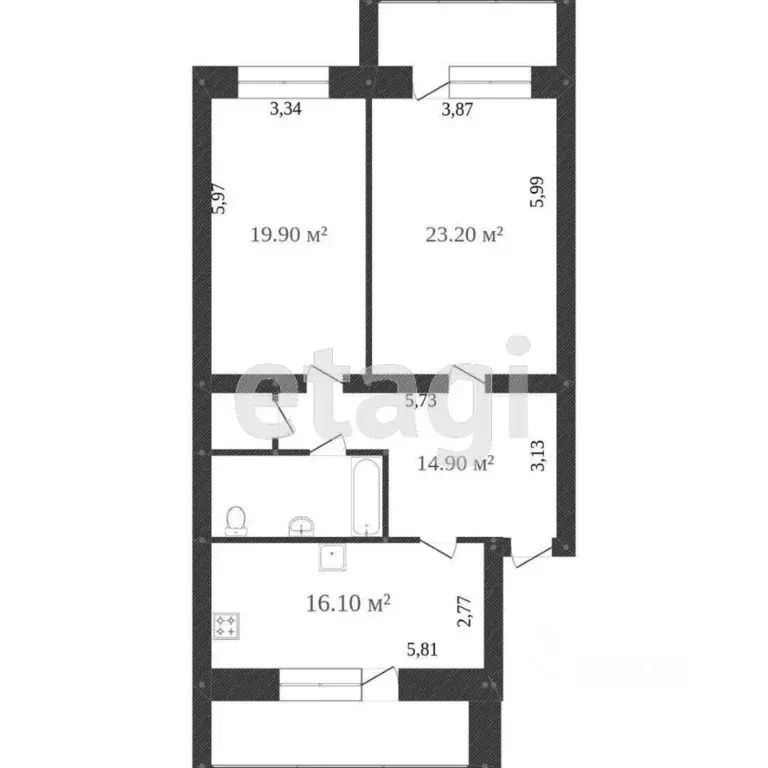 2-к кв. Вологодская область, Вологда Ленинградская ул., 79А (88.0 м) - Фото 1