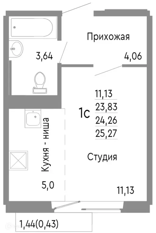 Продаётся квартира-студия, 24.26 м - Фото 0