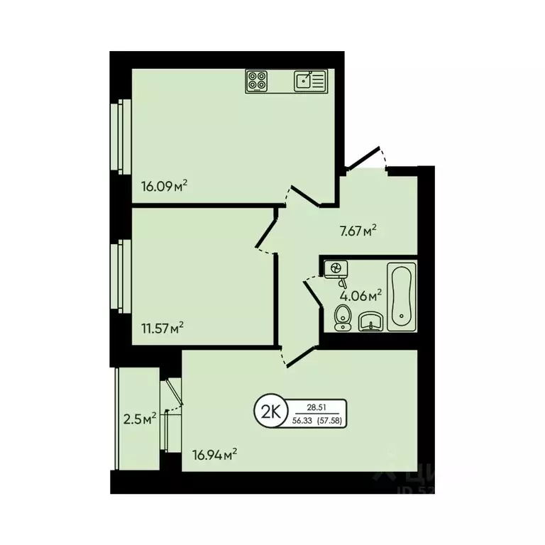 2-к кв. Ярославская область, Ярославский муниципальный округ, д. ... - Фото 1