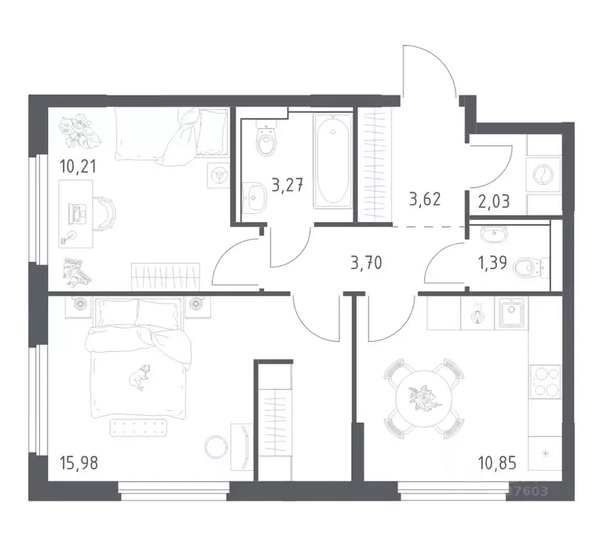 2-к кв. Ростовская область, Ростов-на-Дону Донские Легенды жилой ... - Фото 1