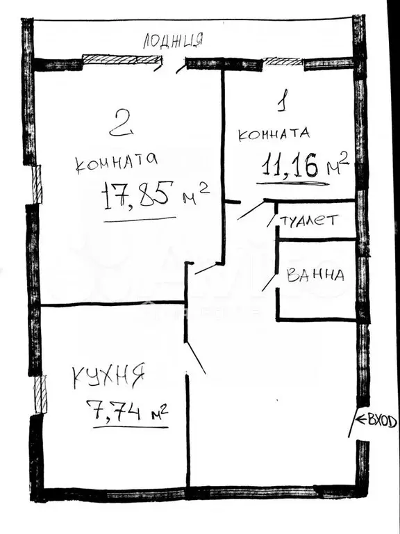 2-к. квартира, 48 м, 1/6 эт. - Фото 0