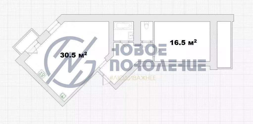 1-к кв. Омская область, Омск ул. Красный Путь, 101к2 (58.0 м) - Фото 1