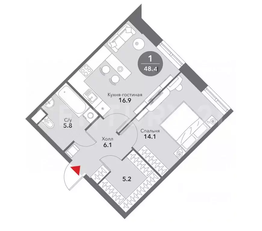 1-к кв. Москва Летниковская ул., 8С1 (48.4 м) - Фото 2