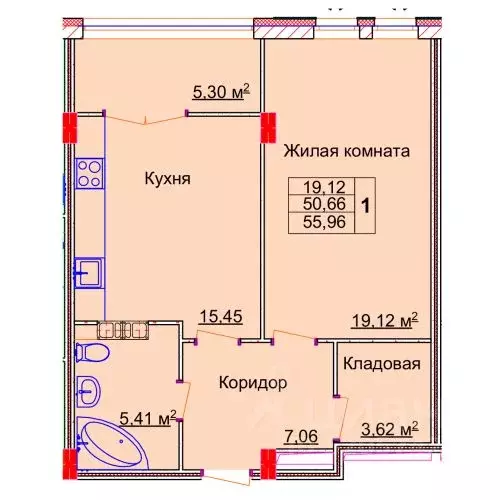 1-к кв. Ивановская область, Иваново Лежневская ул., 98 (55.96 м) - Фото 0